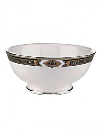 Bone China Fruit Bowl White/Brown/Gold