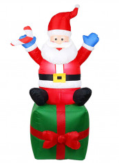 Decorative Inflatable Sitting On Gift Box Santa Multicolour