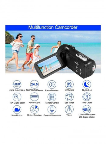 HD 1080P 16X Digital Zoom Digital Video Camera VETEK04 Black