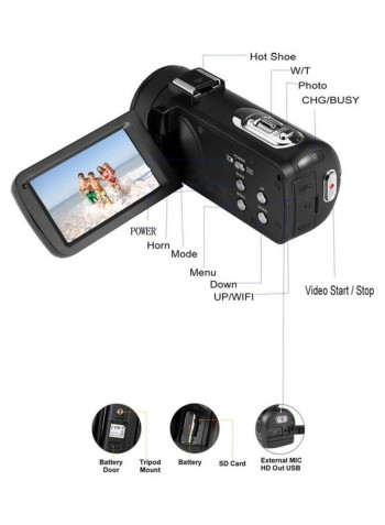 HD 1080P 16X Digital Zoom Digital Video Camera VETEK04 Black