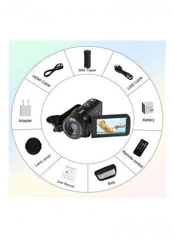 HD 1080P 16X Digital Zoom Digital Video Camera VETEK04 Black