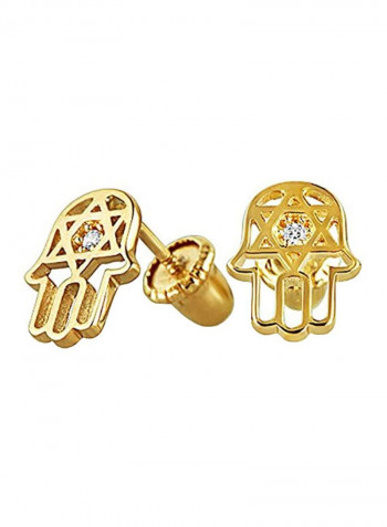 14-Karat Gold Cubic Zirconia Studded Stud Earrings