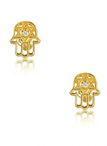 14-Karat Gold Cubic Zirconia Studded Stud Earrings