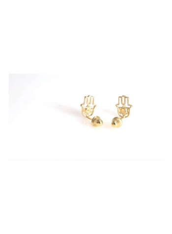 14-Karat Gold Cubic Zirconia Studded Stud Earrings
