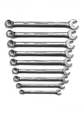 9-Piece Combination Wrench Set Silver 8, 10, 12, 13, 14, 15, 16, 17, 18millimeter