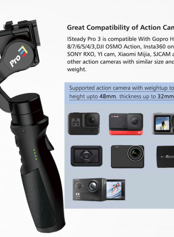 Hohem Isteady Pro 3 Handheld 3-Axis WiFi Gimbal Stabilizer Black