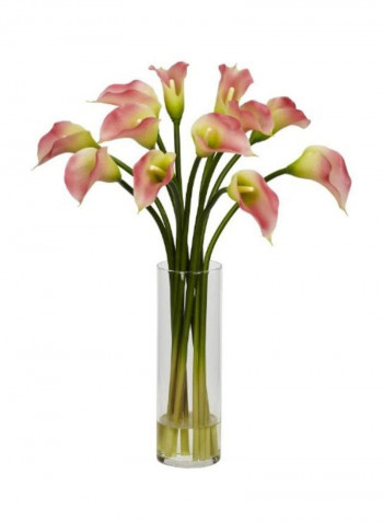 12-Piece Mini Calla Lily Silk Flower Arrangement Pink