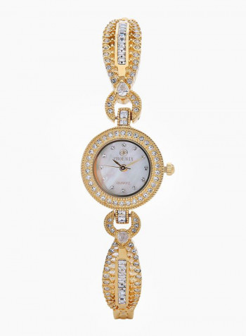 Women's 22K Gold Plated With Stones Analog Watch P21903-1
