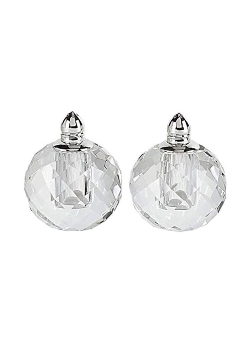 2-Piece Crystal Salt And Pepper Set Clear/Silver 2.5inch