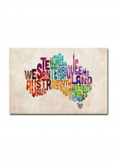 Australia States Text Map Canvas Wall Art multicolour 16 x 24inch