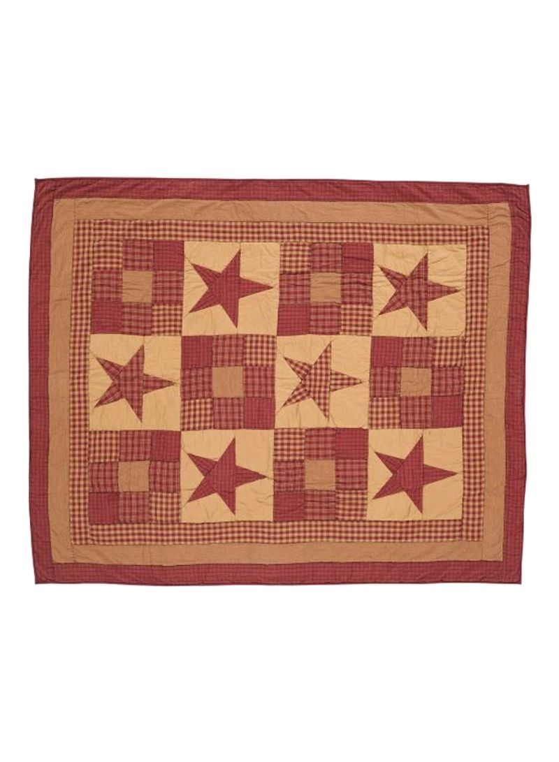Cotton Quilted Throw Red/Beige 60x50inch
