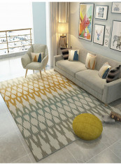 Geometry Printed Living Room Bedside Carpet Multicolour 80(W)x120(L)centimeter