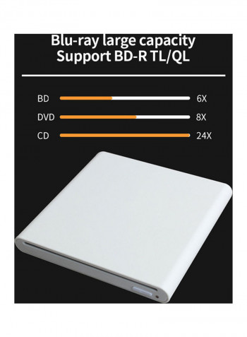 Usb3.0 Suction Blu-Ray External Optical-Drive Portable Dvd Driver For Windows/Ios Silver