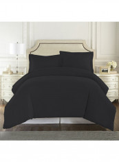 3-Piece Duvet Set Cotton Black