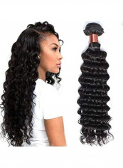 Brazilian Virgin Deep Wave Bundles Human Hair Extension Black 24inch