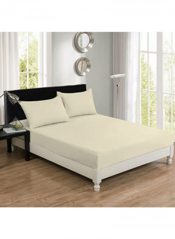 3-Piece Bedsheet Set Cotton Ivory Double