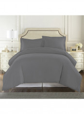 3-Piece Duvet Set Cotton Grey