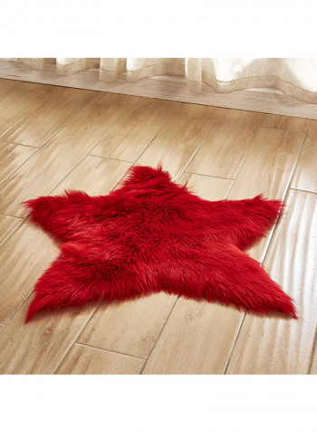 Soft Fluffy Heart Pattern Home Rug Red