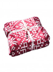 Snowflake Pattern Soft Throw Blanket Cotton Red 130x160centimeter