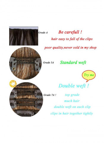 8-Piece Clip On Straight Hair Wigs Set 6 Light Brown 14inch