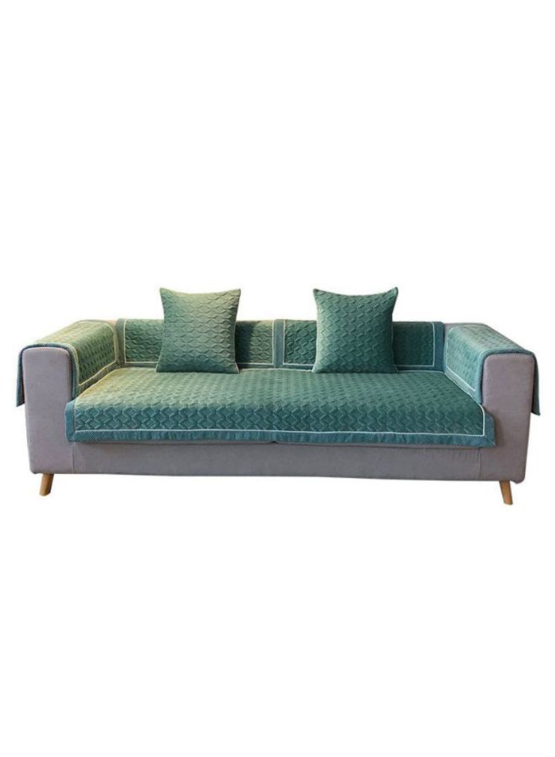 Anti-Slip Solid Pattern Sofa Slipcover Lake Blue 90 x 240centimeter
