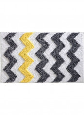 Micro-Fiber Zig-Zag Pattern Carpet White/Grey/Yellow