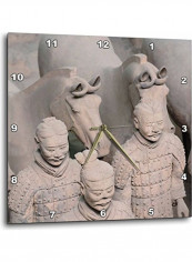 Terra Cotta Warrior Themed Wall Clock Grey
