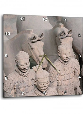 Terra Cotta Warrior Themed Wall Clock Grey
