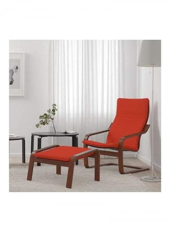 Poang Armchair With Ottoman And Footstool Set With Cushion Brown/Red