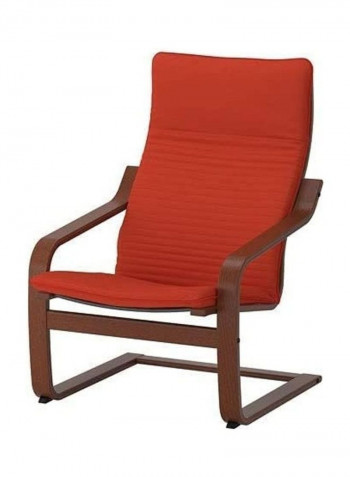 Poang Armchair With Ottoman And Footstool Set With Cushion Brown/Red