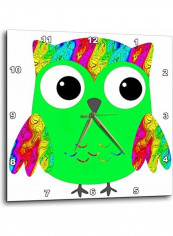 Owl Printed Analog Wall Clock Multicolour 15x15x0.1inch