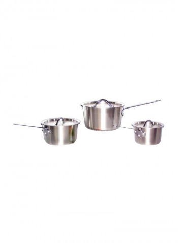 3-Piece Aluminium Sauce Pan Set Silver