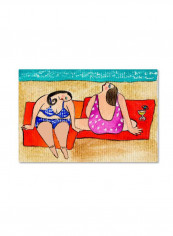 Big Divas Lounging On The Beach Canvas Wall Art Multicolour 16 x 24inch