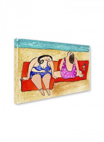 Big Divas Lounging On The Beach Canvas Wall Art Multicolour 16 x 24inch