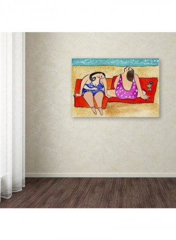 Big Divas Lounging On The Beach Canvas Wall Art Multicolour 16 x 24inch