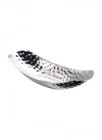 Curve Shaped Hammered Oblong Bowl Silver 51.5cm