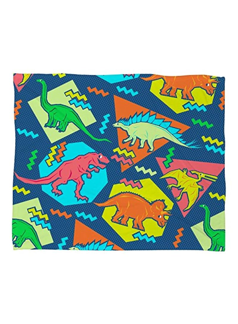 Nineties Dinosaur Pattern Fleece Throw Blanket