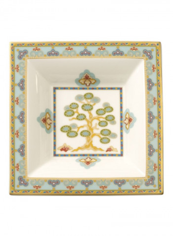 Samarkand Aquamarine Square Shaped Bowl White/Blue/Yellow 14x14centimeter