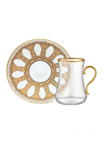 12-Piece Dervish Opera Cup And Saucer Set Gold/Clear