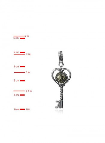 925 Sterling Silver Amber Studded Key Pendant