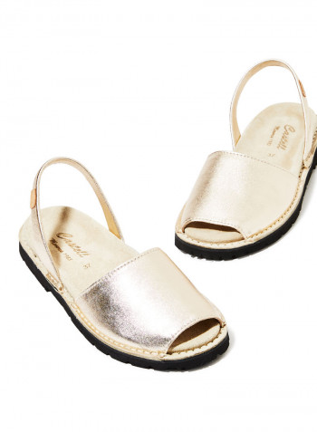 Leather Slingback Sandals Gold