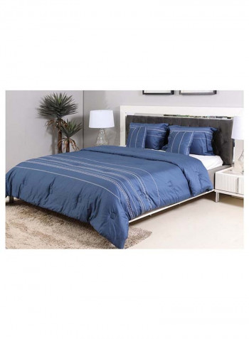 5-Piece Embroidery Comforter Set Cotton Blue 240x260cm