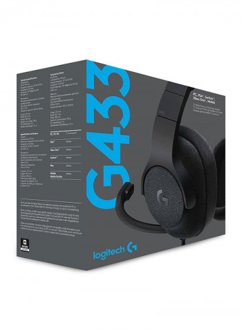 G433 7.1 Wired Surround Gaming Headset For PC, Xbox One, PS4, Switch, Mobile, VR Triple Black