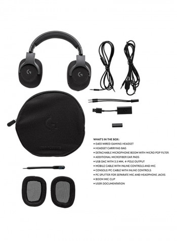 G433 7.1 Wired Surround Gaming Headset For PC, Xbox One, PS4, Switch, Mobile, VR Triple Black