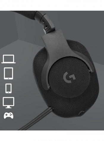 G433 7.1 Wired Surround Gaming Headset For PC, Xbox One, PS4, Switch, Mobile, VR Triple Black