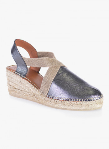 Tossa Leather Elastic Strap Wedge Espadrille Lead