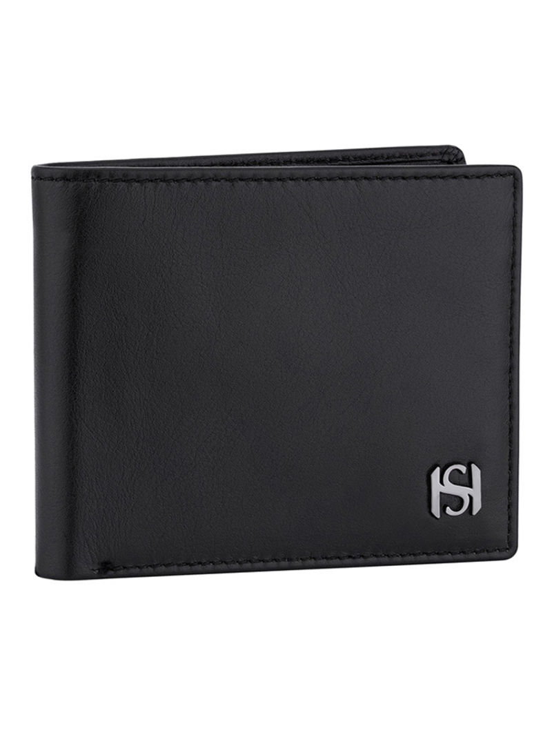 Leather Regular Sized Wallet - H SHL MN27 Black