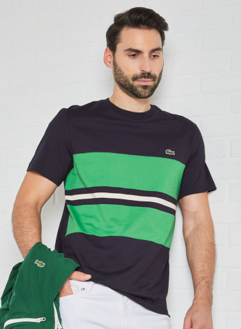 Colourblock Crew Neck T-Shirt Navy/Green