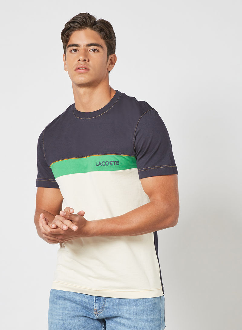 Colorblock Cotton T-Shirt Navy/Green/White