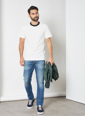Contrast Crew Neck T-Shirt Flour/Abysm